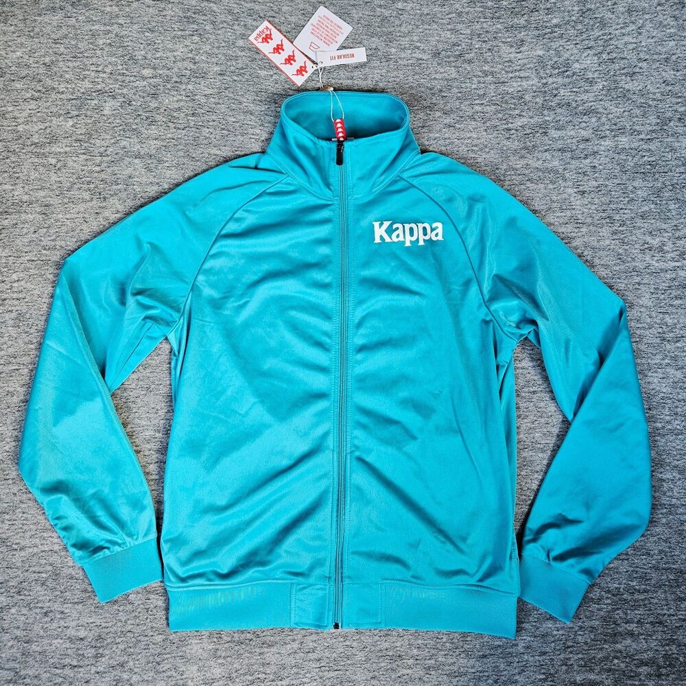 Kappa Athletic Track Zip Up Jacket Size M Teal/Gold White Medium New With tags